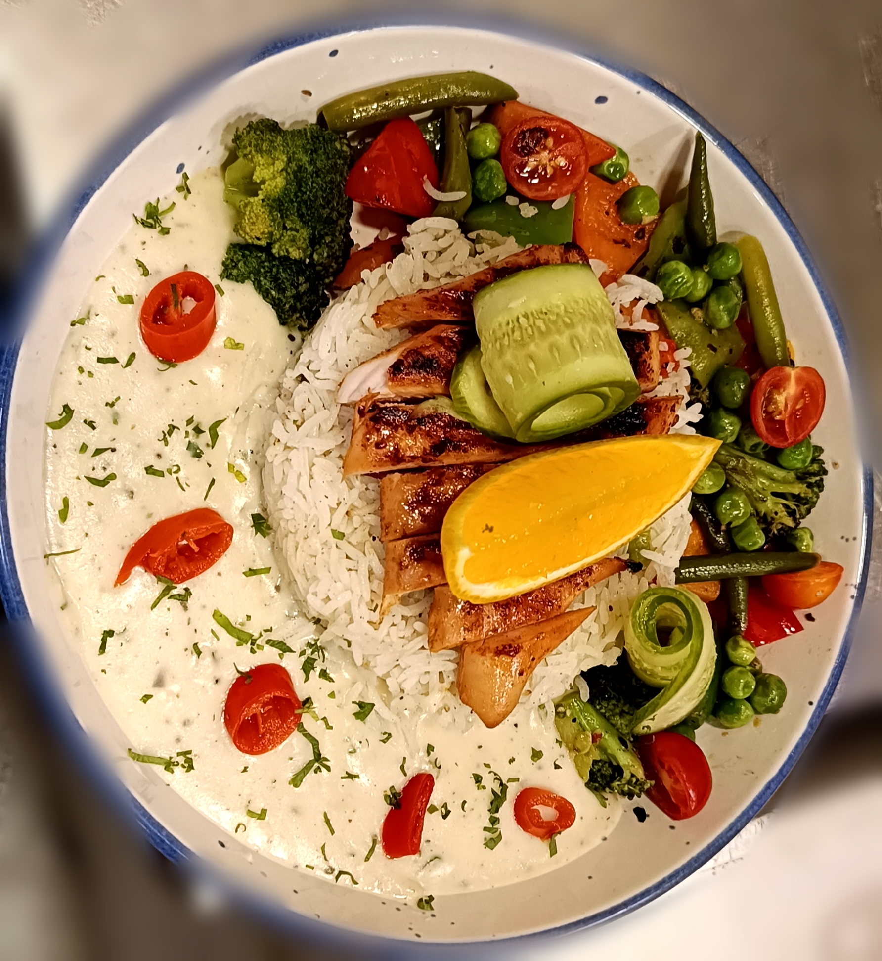 Saute veggi with Mushroom sauce and herb rice